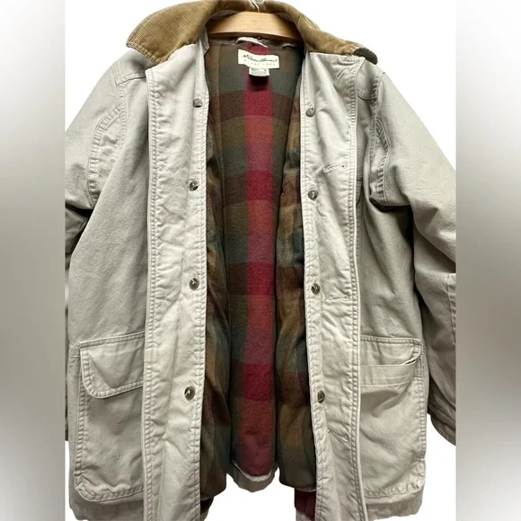 Vintage Eddie Bauer Chore Barn Coat Goose Down Liner Men’s Sz M Corduroy Collar - Picture 3 of 15